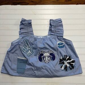 Queen of Sparkles UNC Tar Heels Sequin Patch Ruched Strap Tank Top | XS